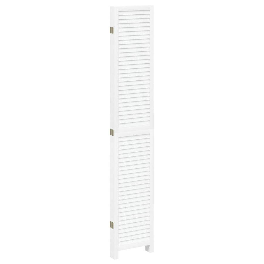 Kamerscherm Met 5 Panelen Massief Paulowniahout Wit