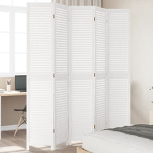 Kamerscherm Met 5 Panelen Massief Paulowniahout Wit