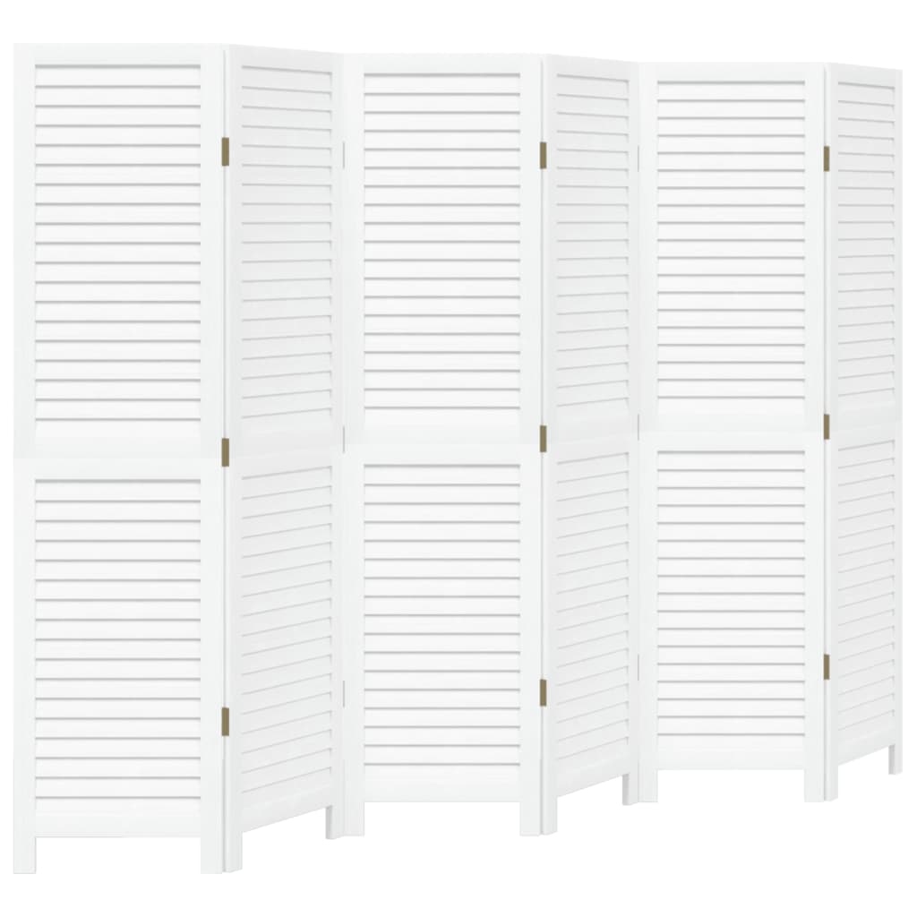 Kamerscherm Met 6 Panelen Massief Paulowniahout Wit