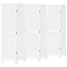Kamerscherm Met 6 Panelen Massief Paulowniahout Wit