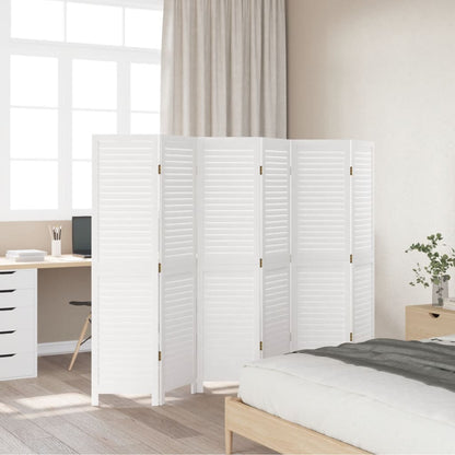 Kamerscherm Met 6 Panelen Massief Paulowniahout Wit