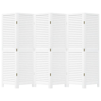 Kamerscherm Met 6 Panelen Massief Paulowniahout Wit