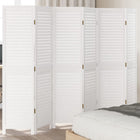 Kamerscherm 6 panelen massief paulowniahout wit
