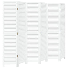 Kamerscherm Met 6 Panelen Massief Paulowniahout Wit