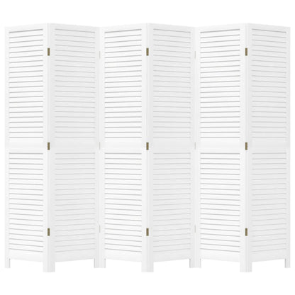 Kamerscherm Met 6 Panelen Massief Paulowniahout Wit