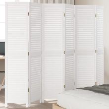 Kamerscherm Met 6 Panelen Massief Paulowniahout Wit