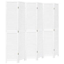 Kamerscherm Met 6 Panelen Massief Paulowniahout Wit