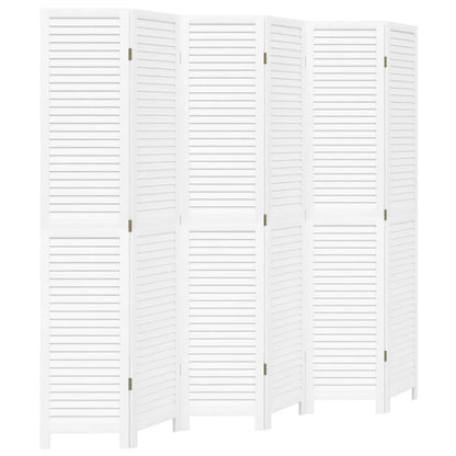 Kamerscherm Met 6 Panelen Massief Paulowniahout Wit