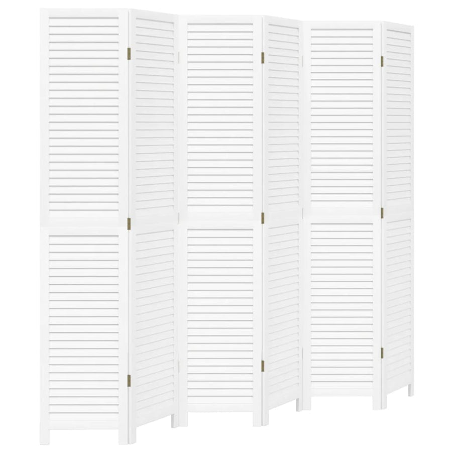 Kamerscherm Met 6 Panelen Massief Paulowniahout Wit