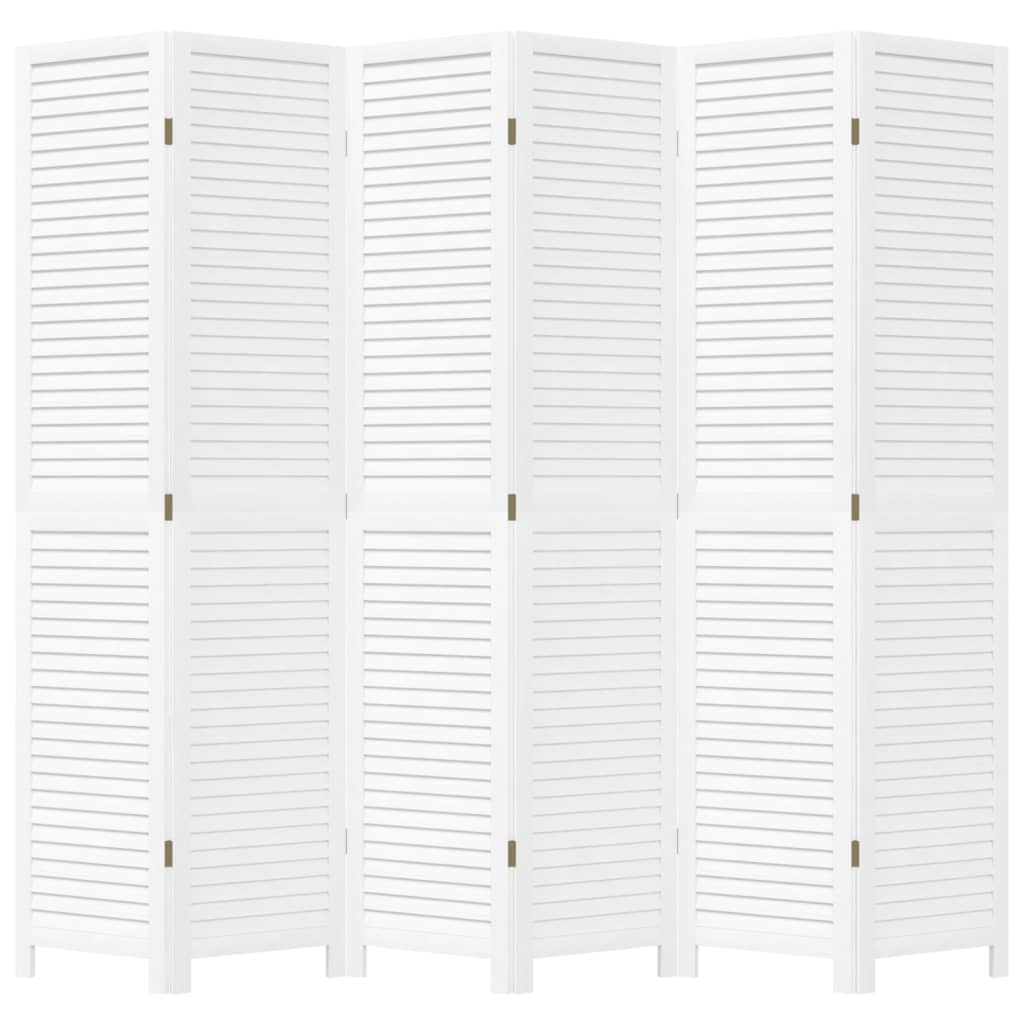 Kamerscherm Met 6 Panelen Massief Paulowniahout Wit