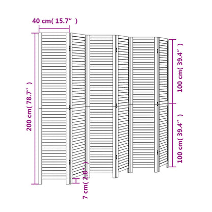 Kamerscherm Met 6 Panelen Massief Paulowniahout Wit