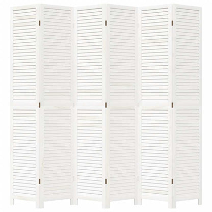 Kamerscherm Met 6 Panelen Massief Paulowniahout Wit 6