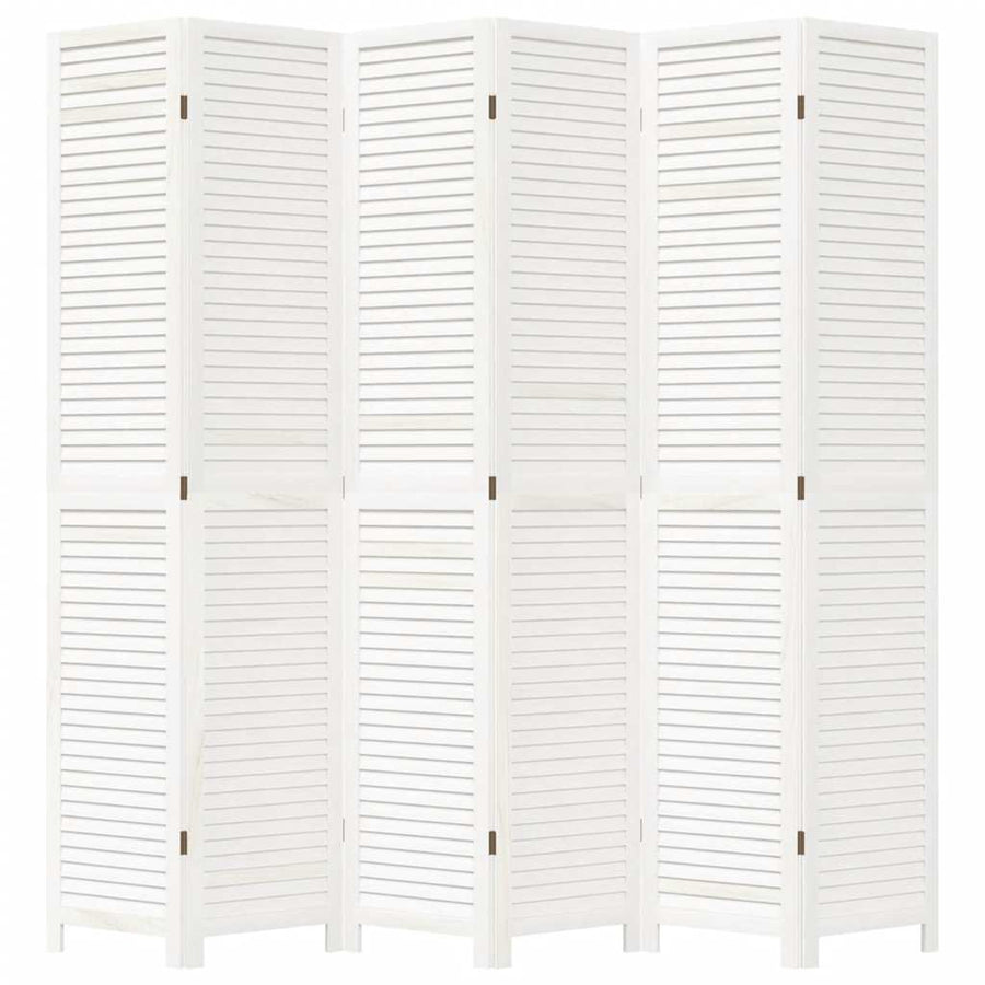 Kamerscherm Met 6 Panelen Massief Paulowniahout Wit 6