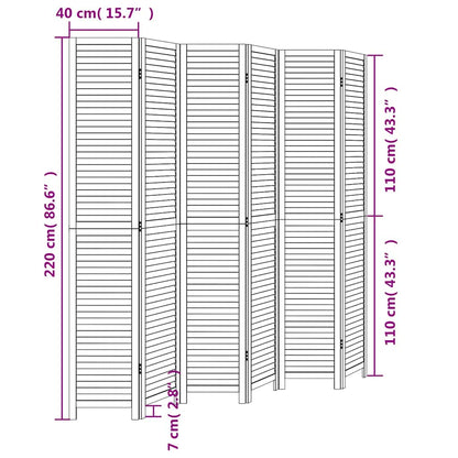Kamerscherm Met 6 Panelen Massief Paulowniahout Wit 6