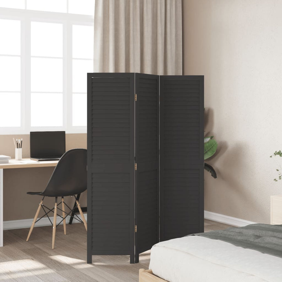 Kamerscherm Met 3 Panelen Massief Paulowniahout Zwart Groen