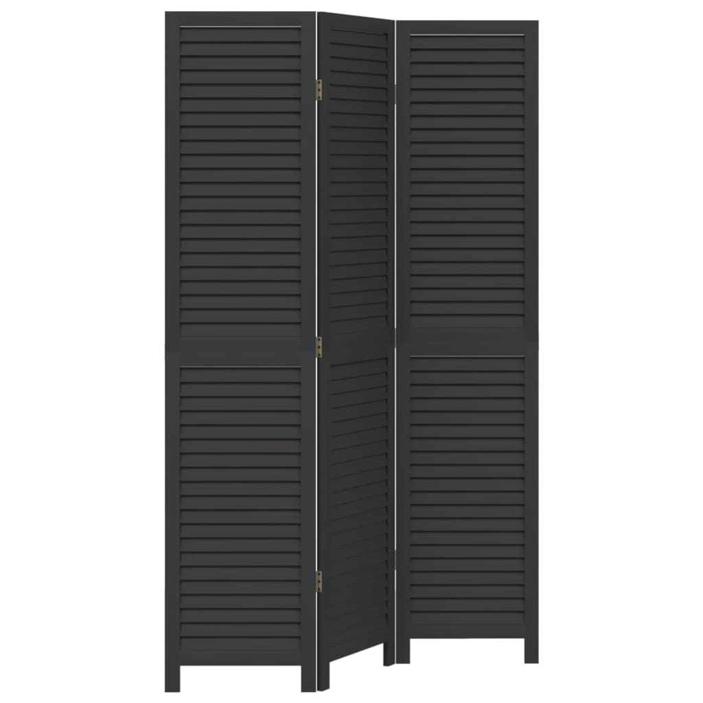 Kamerscherm Met 3 Panelen Massief Paulowniahout Zwart Blauw