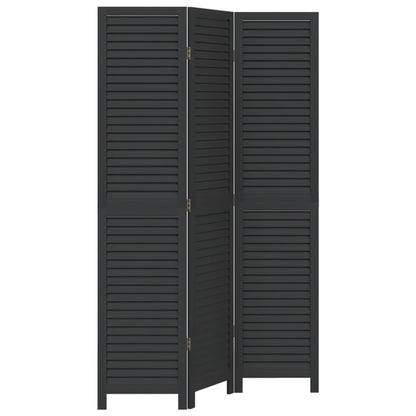 Kamerscherm Met 3 Panelen Massief Paulowniahout Zwart Blauw