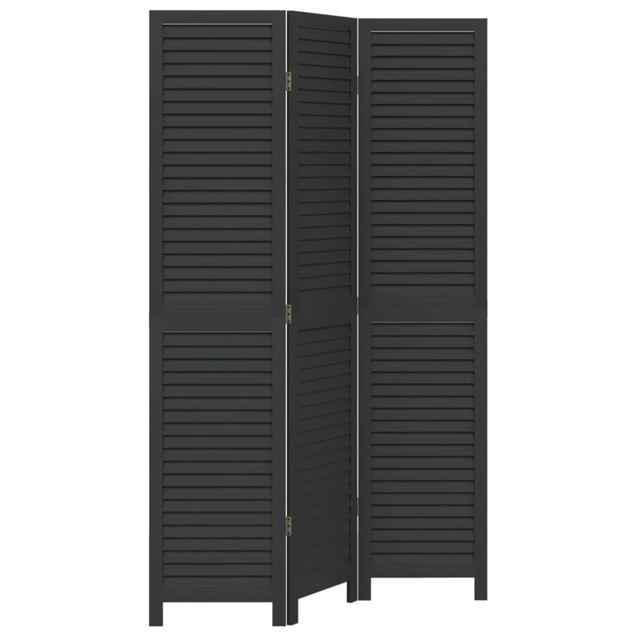Kamerscherm Met 3 Panelen Massief Paulowniahout Zwart Blauw