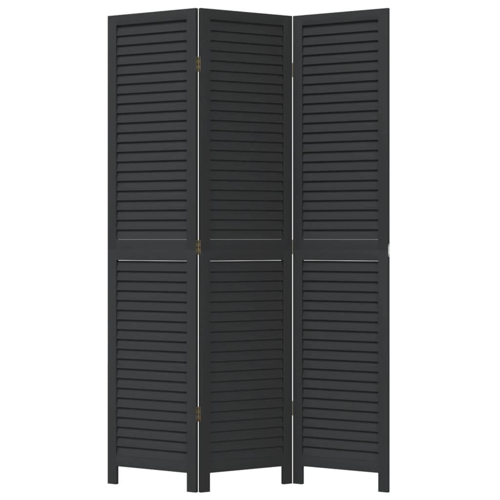 Kamerscherm Met 3 Panelen Massief Paulowniahout Zwart Blauw