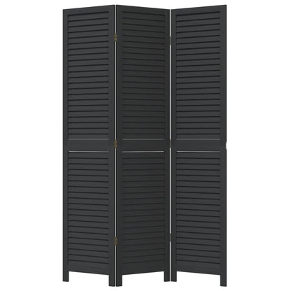 Kamerscherm Met 3 Panelen Massief Paulowniahout Zwart Blauw