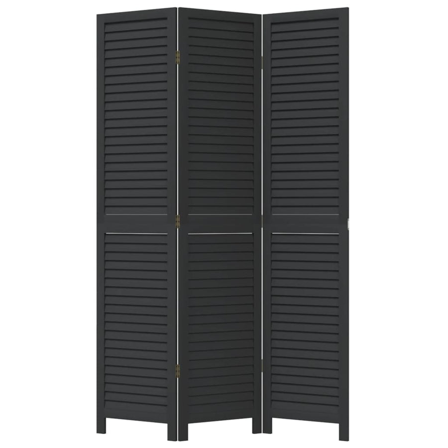 Kamerscherm Met 3 Panelen Massief Paulowniahout Zwart Blauw