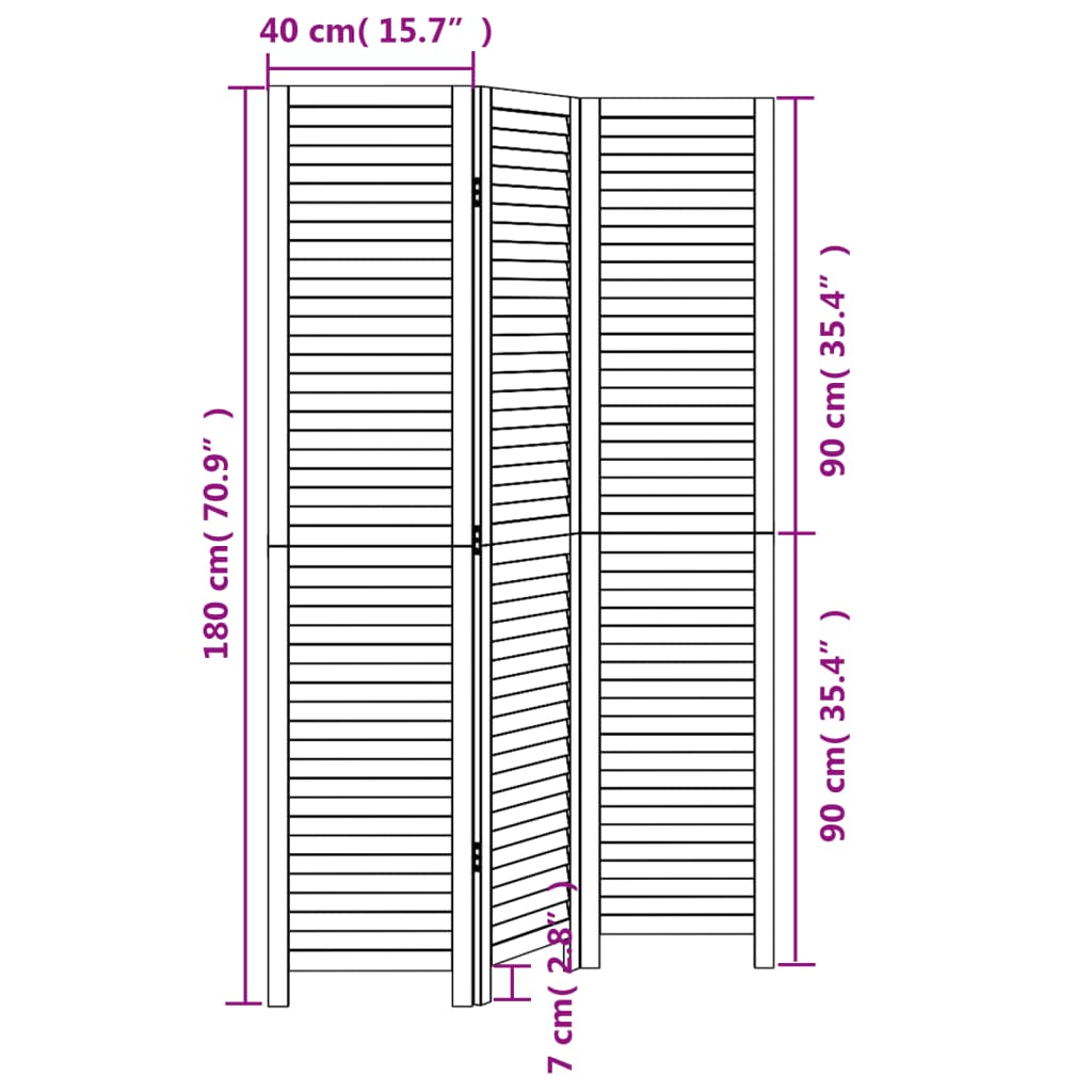 Kamerscherm Met 3 Panelen Massief Paulowniahout Zwart Blauw