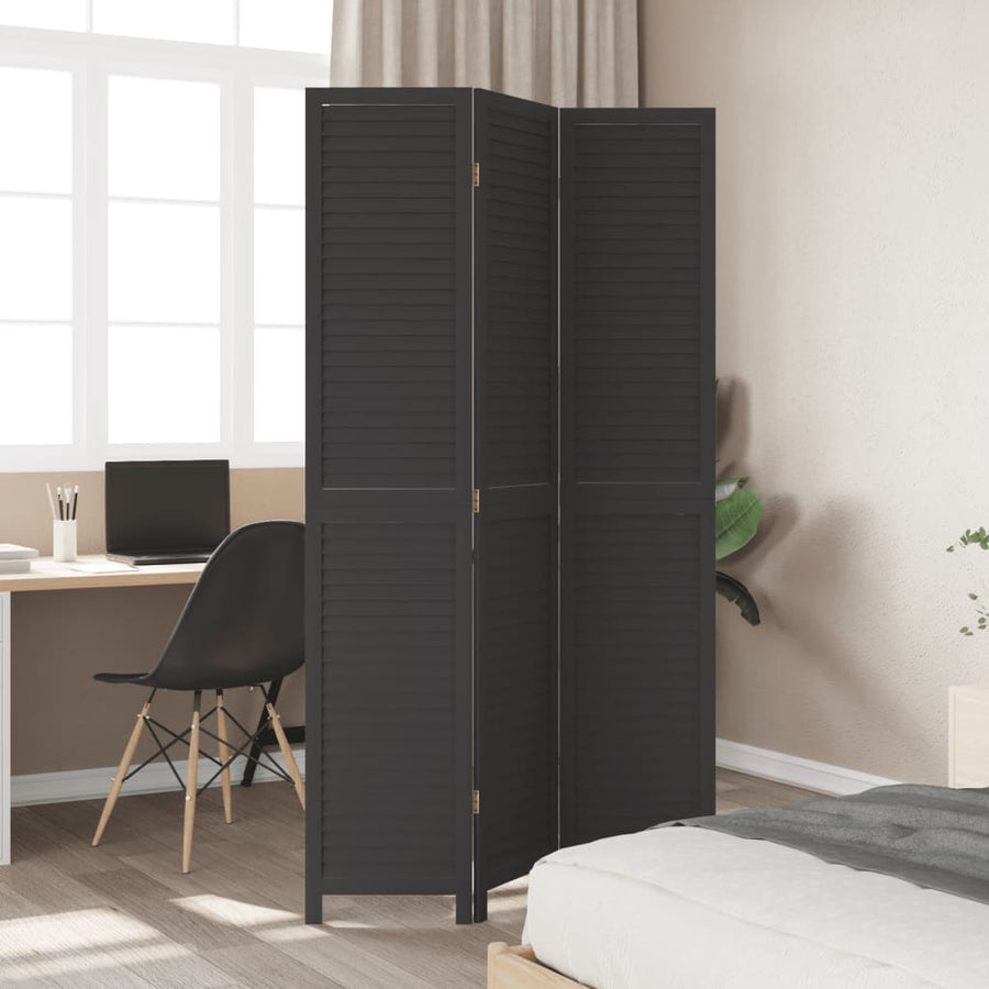 Kamerscherm Met 3 Panelen Massief Paulowniahout Zwart Groen