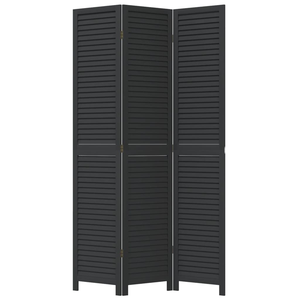 Kamerscherm Met 3 Panelen Massief Paulowniahout Zwart Groen
