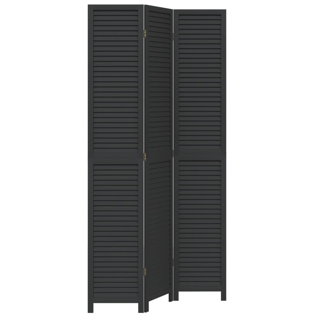Kamerscherm Met 3 Panelen Massief Paulowniahout Zwart