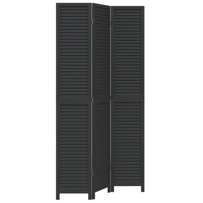 Kamerscherm Met 3 Panelen Massief Paulowniahout Zwart