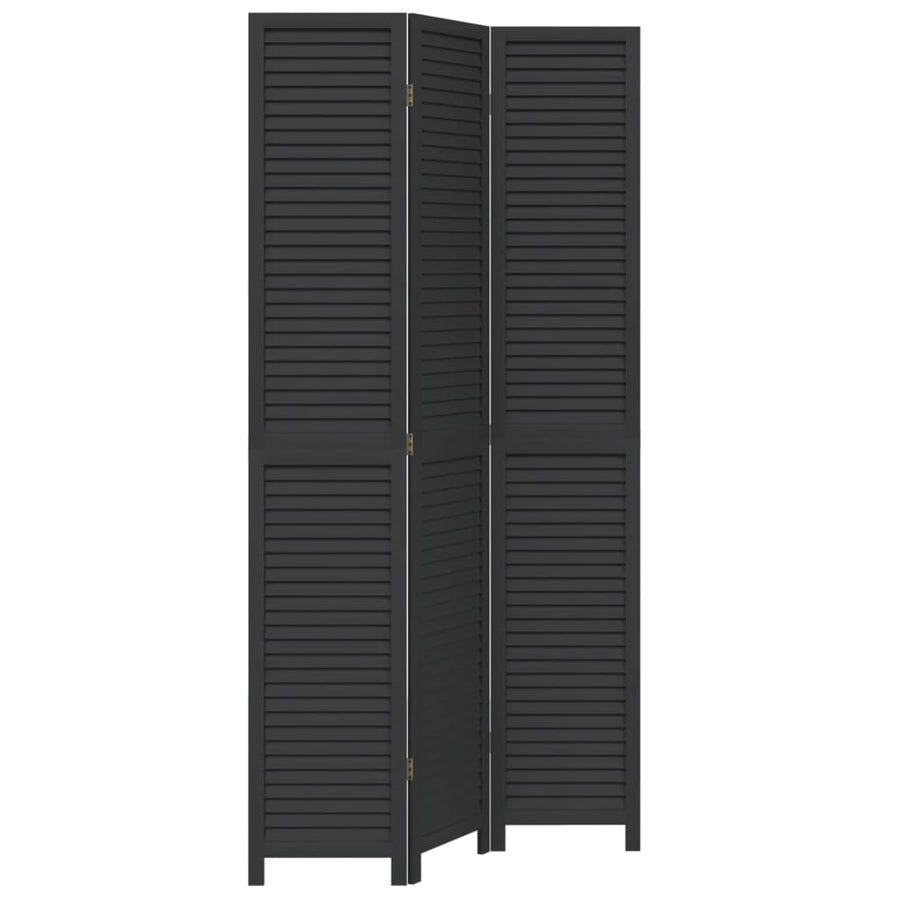 Kamerscherm Met 3 Panelen Massief Paulowniahout Zwart
