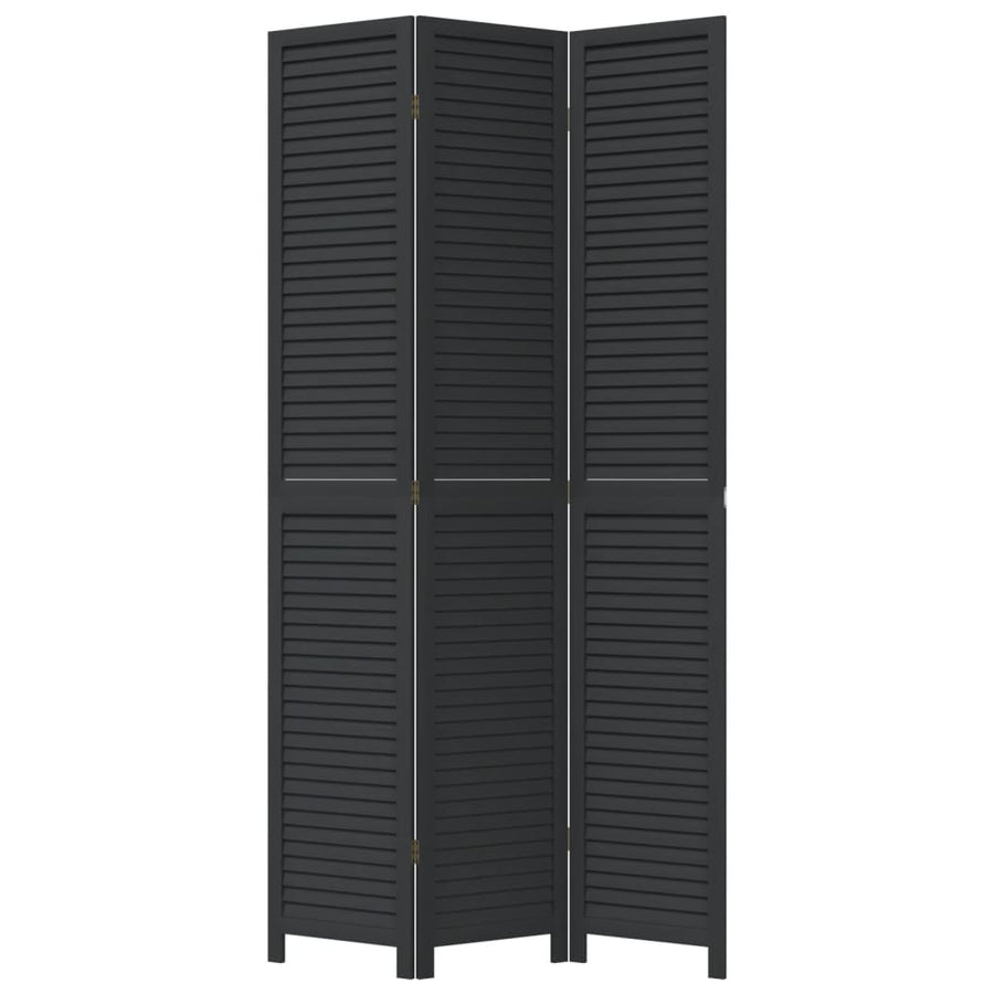 Kamerscherm Met 3 Panelen Massief Paulowniahout Zwart