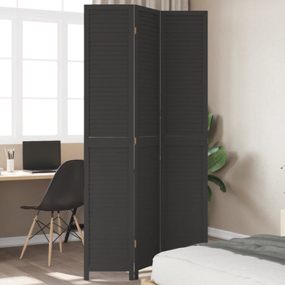 Kamerscherm Met 3 Panelen Massief Paulowniahout Zwart