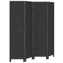 Kamerscherm Met 4 Panelen Massief Paulowniahout Zwart