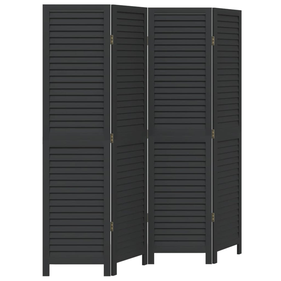 Kamerscherm Met 4 Panelen Massief Paulowniahout Zwart