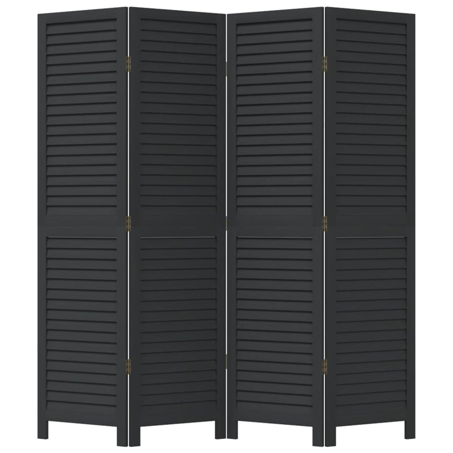 Kamerscherm Met 4 Panelen Massief Paulowniahout Zwart