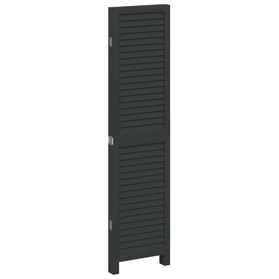 Kamerscherm Met 4 Panelen Massief Paulowniahout Zwart