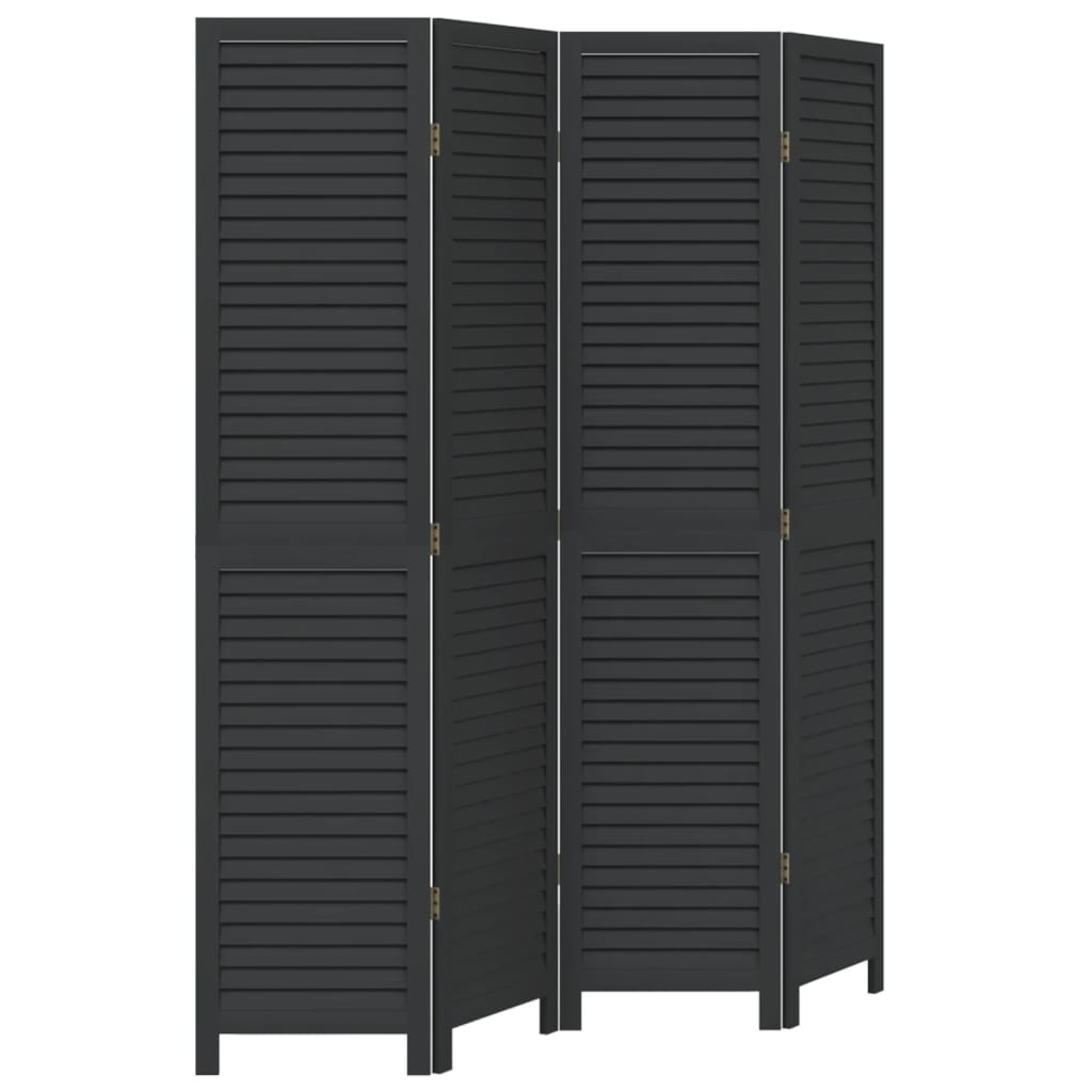 Kamerscherm Met 4 Panelen Massief Paulowniahout Zwart Blauw