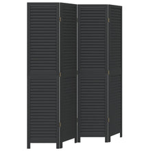 Kamerscherm Met 4 Panelen Massief Paulowniahout Zwart Blauw