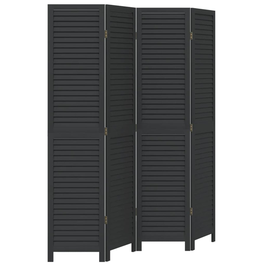 Kamerscherm Met 4 Panelen Massief Paulowniahout Zwart Blauw