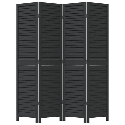 Kamerscherm Met 4 Panelen Massief Paulowniahout Zwart Blauw