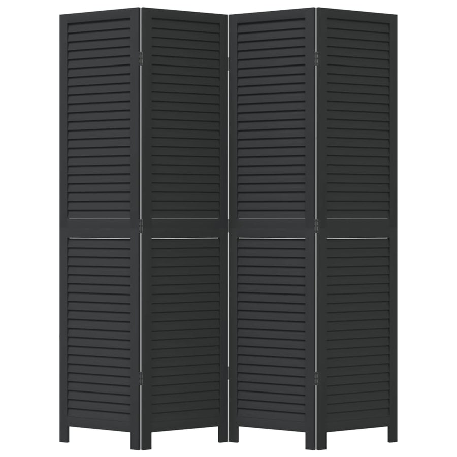 Kamerscherm Met 4 Panelen Massief Paulowniahout Zwart Blauw