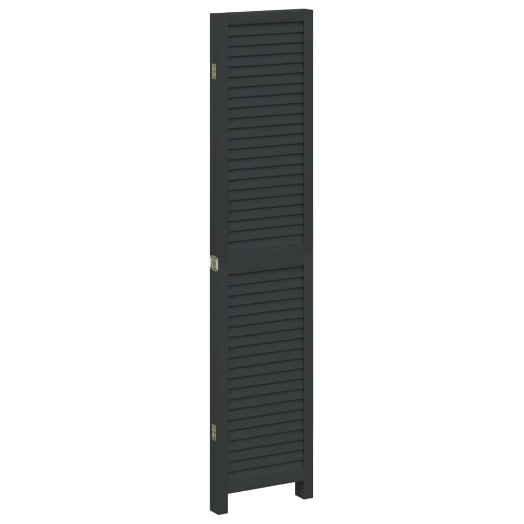Kamerscherm Met 4 Panelen Massief Paulowniahout Zwart Blauw