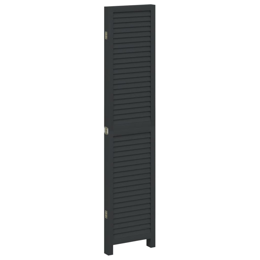 Kamerscherm Met 4 Panelen Massief Paulowniahout Zwart Blauw