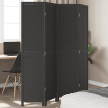 Kamerscherm Met 4 Panelen Massief Paulowniahout Zwart Blauw