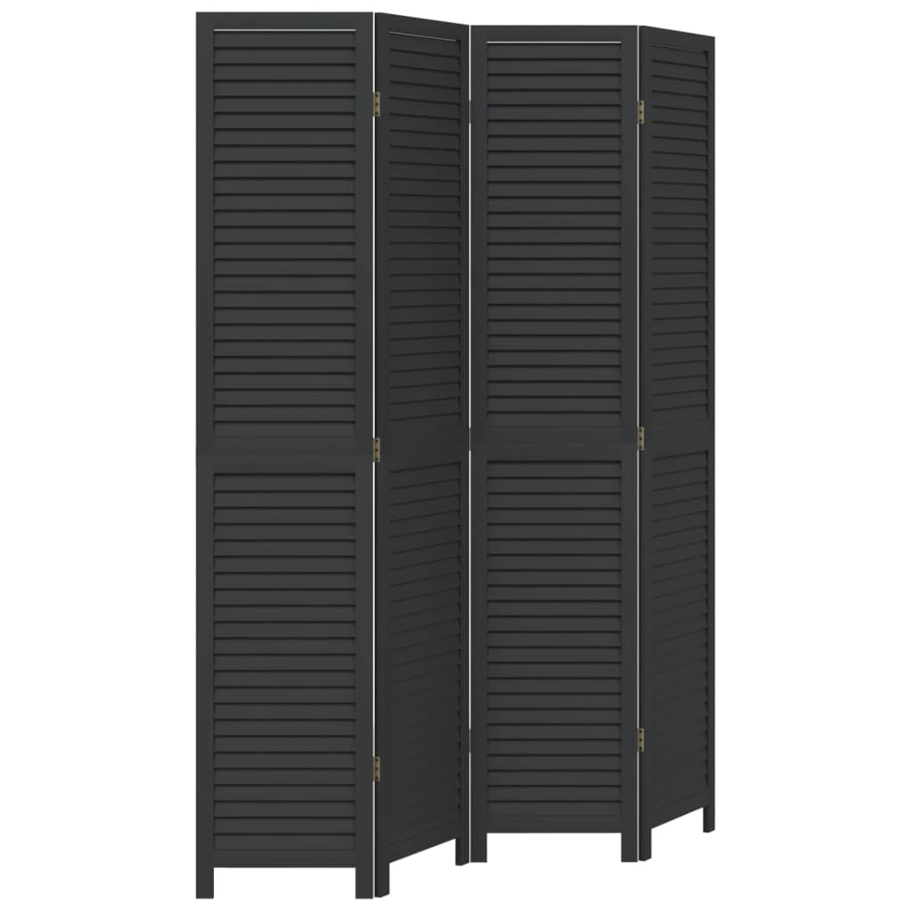 Kamerscherm Met 4 Panelen Massief Paulowniahout Zwart Groen