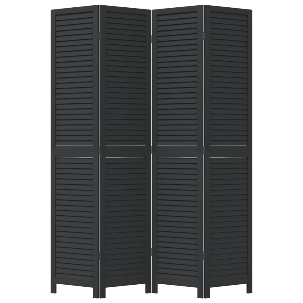 Kamerscherm Met 4 Panelen Massief Paulowniahout Zwart Groen