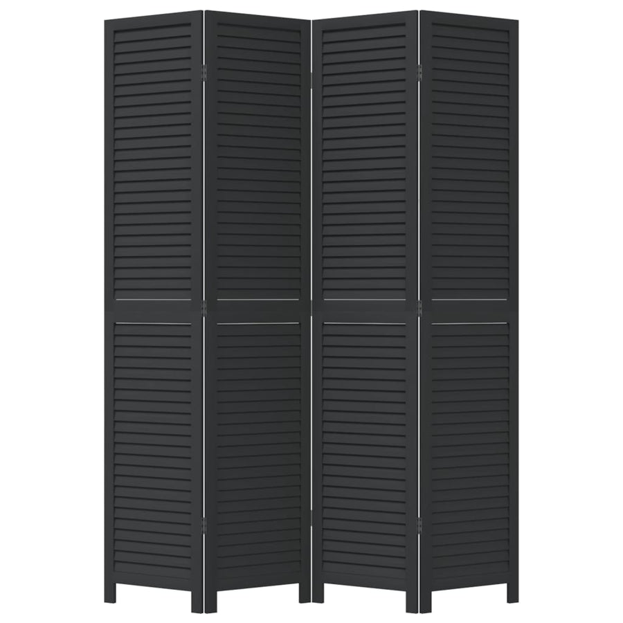 Kamerscherm Met 4 Panelen Massief Paulowniahout Zwart Groen
