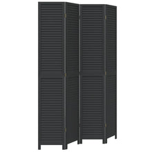 Kamerscherm Met 4 Panelen Massief Paulowniahout Zwart Blauw