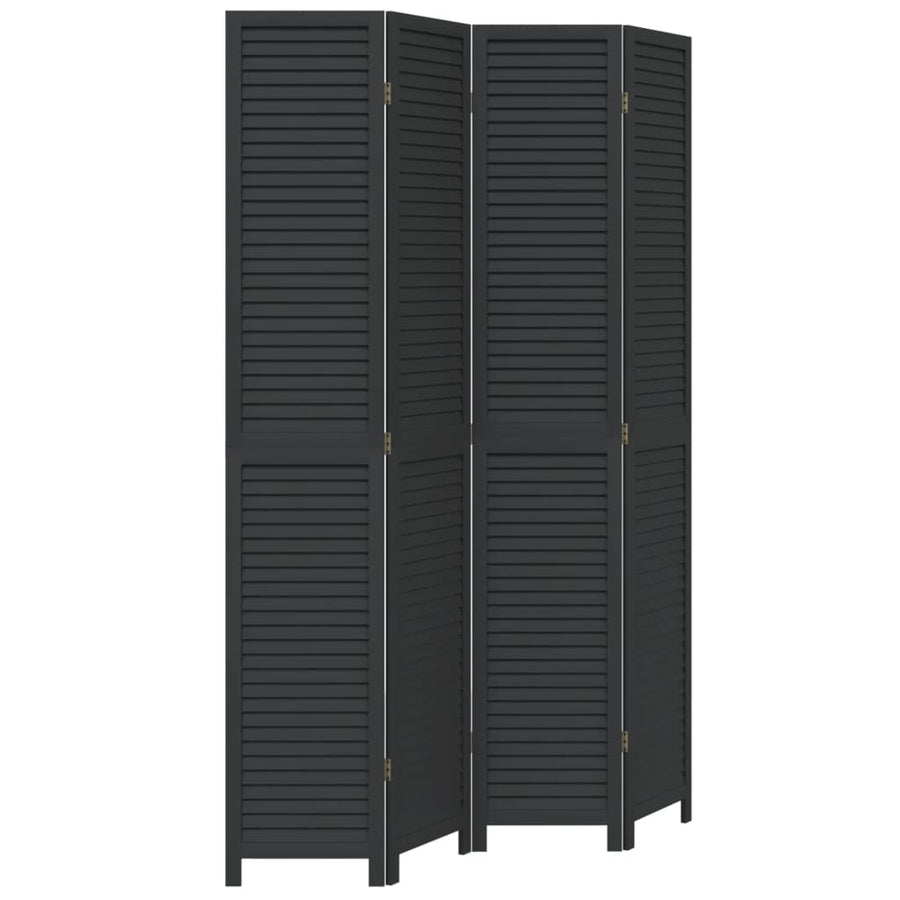 Kamerscherm Met 4 Panelen Massief Paulowniahout Zwart Blauw